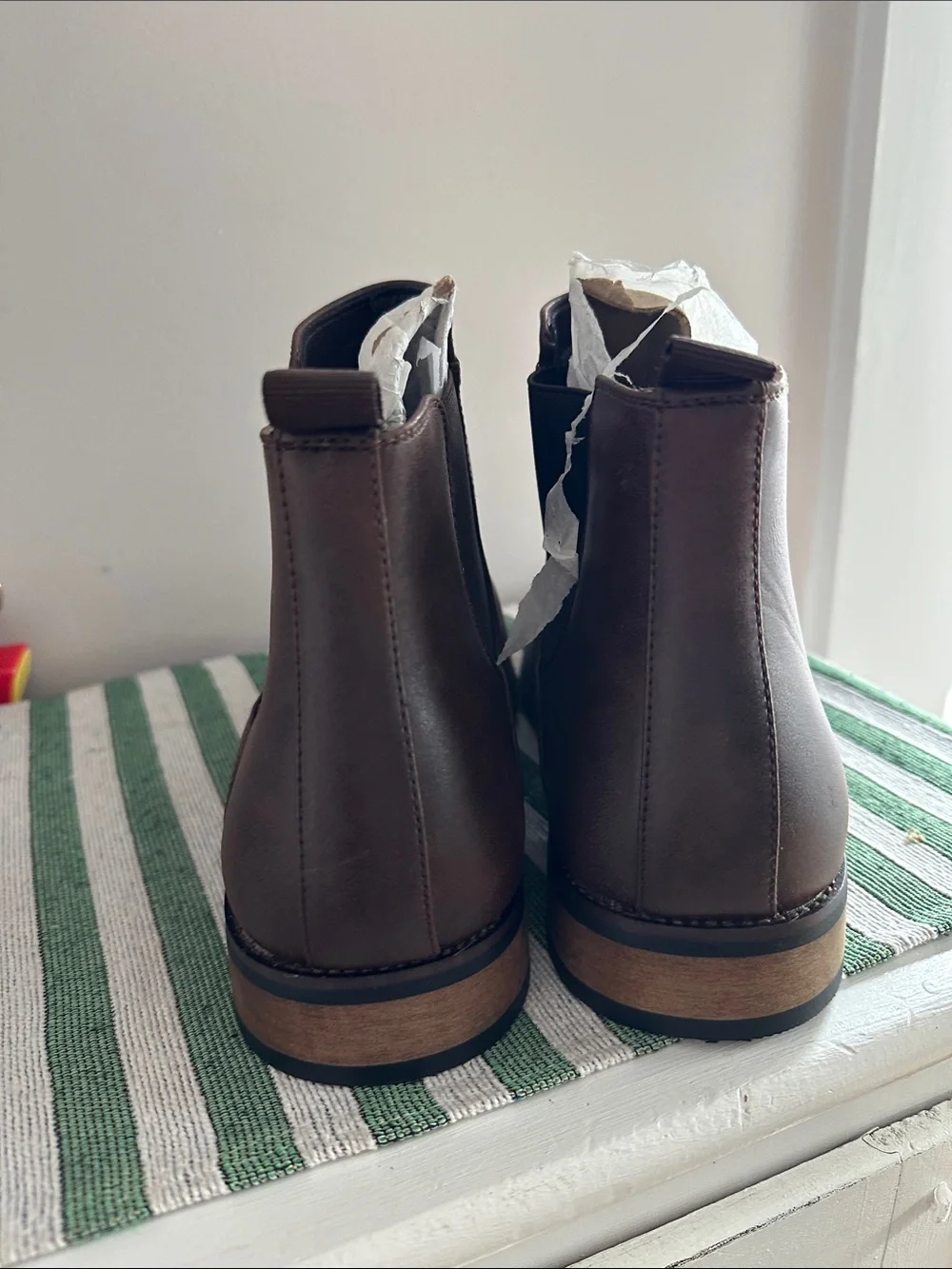 Men's Brown Slip-On Chelsea Boots - Smooth Synthetic Upper